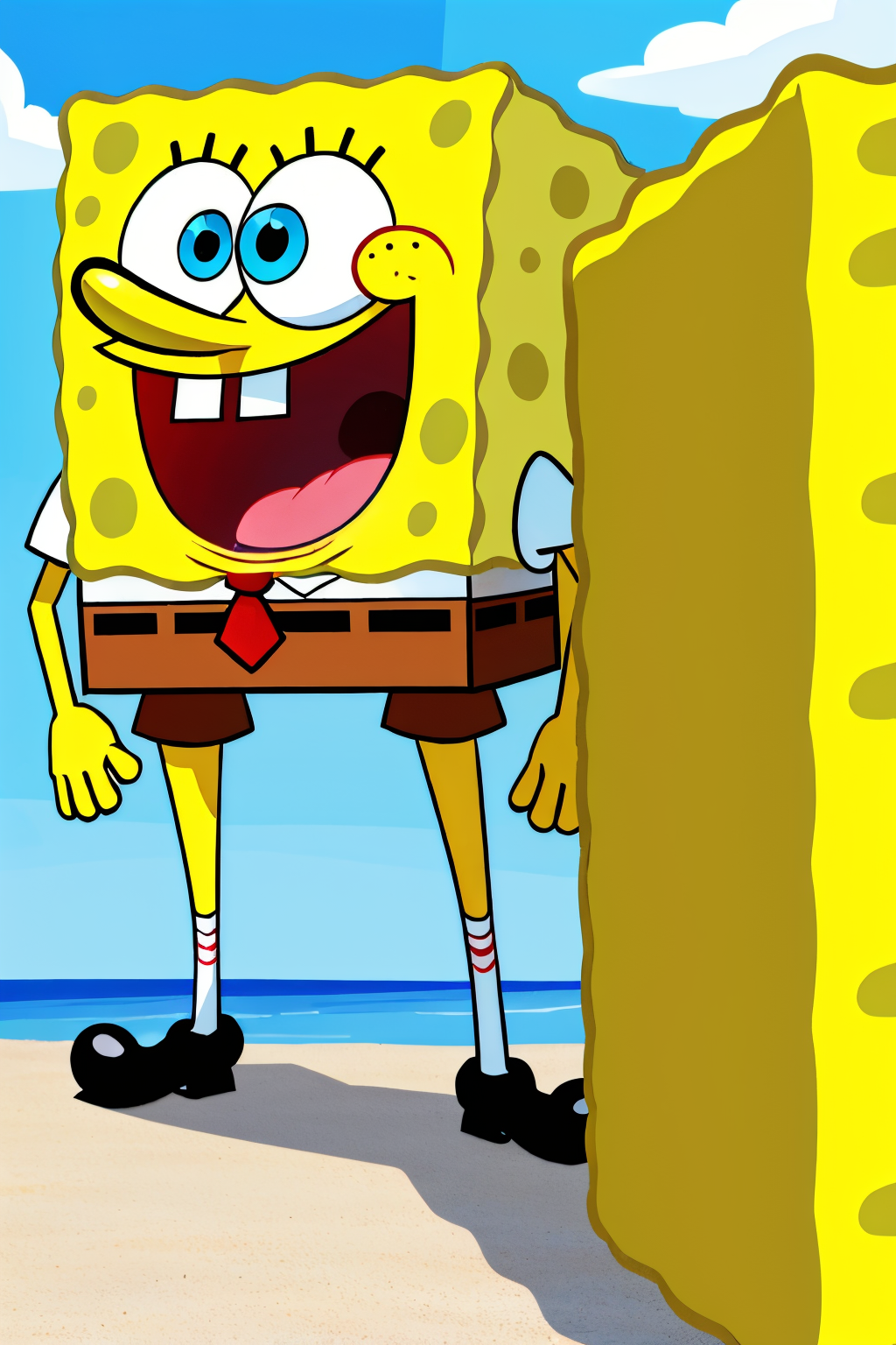 (view from front), (Realisitc:1.5), spongebob, <lora:EdobSpongeBobSquarePants_v1.0:0.8>