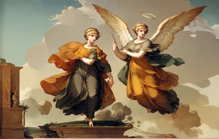 <lora:pierre-paul-prudhon_pony_v1:1>  ' landscape ' by prud'hon pierre-paul in 1786,allegorical painting \(genre\),neoclassicism \(style\),allegories-and-symbols,angels-and-archangels,, score_9, score_6_up, score_7_up