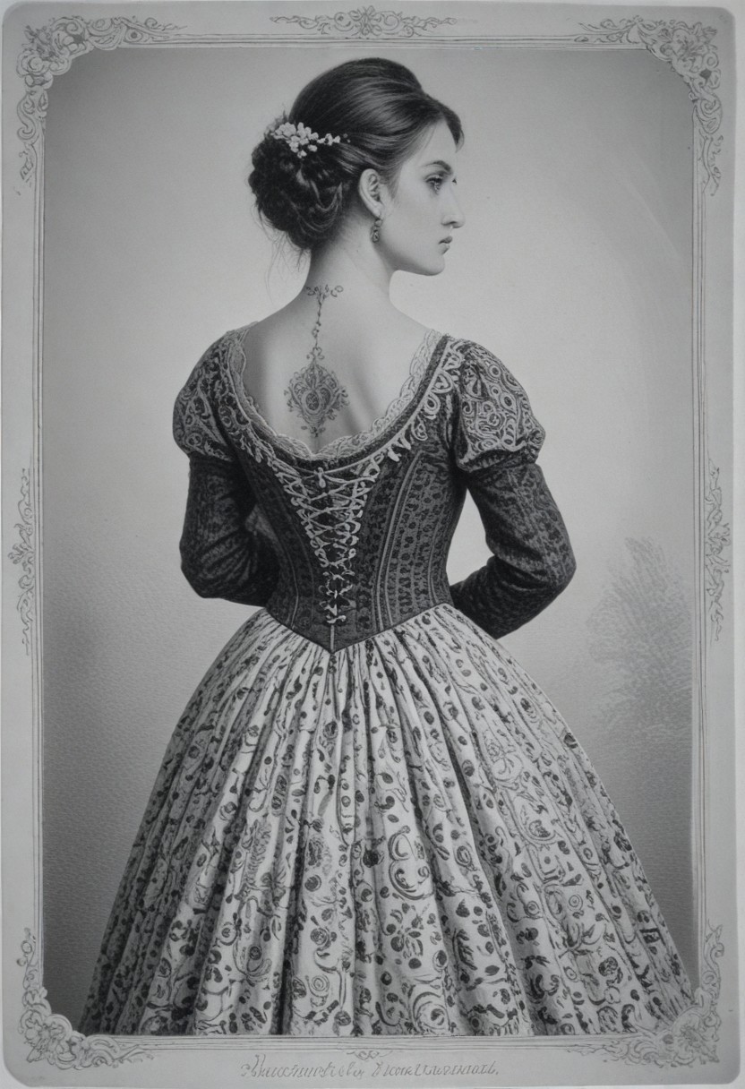 patterned back of a card, victorian_style, (llbreton, monochrome,greyscale)