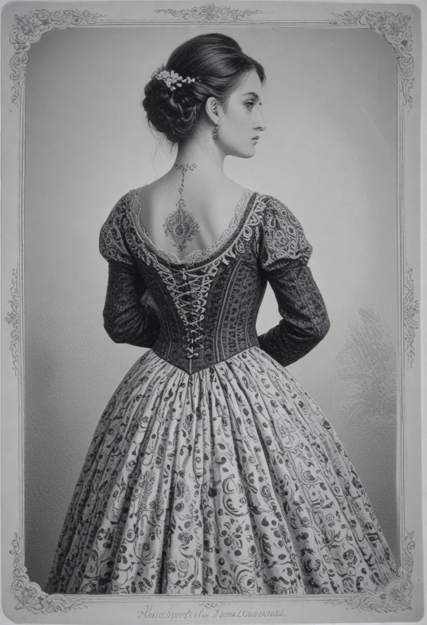 patterned back of a card, victorian_style, (llbreton, monochrome,greyscale)