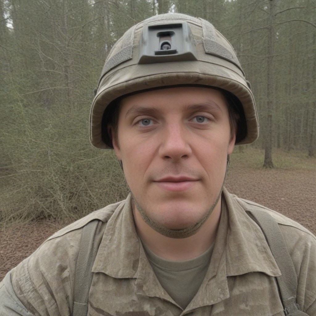 Score_8, score_9, masterpiece, source_photo, 1boy , 29 years, Irish man, ((Wearing a Virtus Helmet, brunette had multicam base cover)), Virt_Helm, in a coniferous forest, <LoRa: British Army MTP Uniform: 1.0>, dark_olive_green British army MAN_SV Truck in the background, close-up,Vert_helm