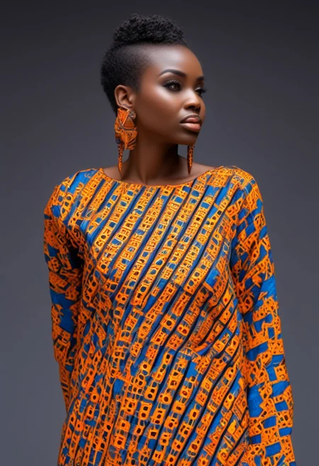 A vibrant African dress with traditional patterns.