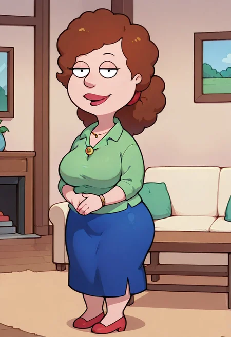 score_9,score_8_up,score_7_up,score_6_up,best quality, 1girl, solo, living room, couch, indoors,
BREAK
unnamed girl, brown hair, black eyes, (mature female:1.5), (plump:1.2), large breasts, gigantic ass, gigantic hips, green sweater, rolled up sleeves, blue skirt, shoes, own hand together, smile, looking at viewer, long skirt, half-closed eyes, necklace,