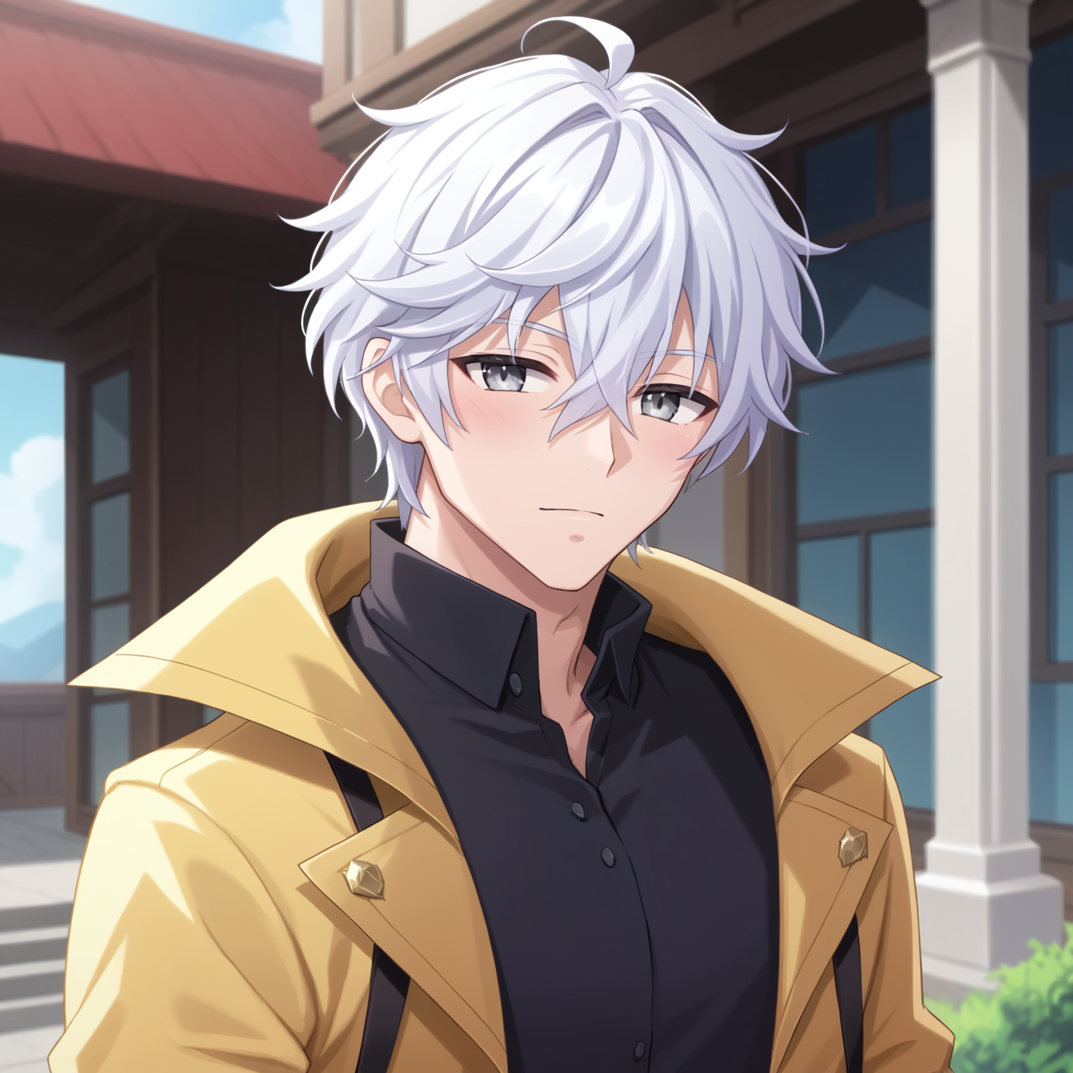 score_9, score_8_up, score_7_up, source_anime, anime screencap, depth of field, rating_safe, BREAK,
1boy, solo, yaoi, male focus, looking at viewer, cowboy shot,
<lora:myst_pony:0.75> myst_pony, white hair, gray eyes, short hair, hair between eyes, bangs, ahoge, 
official alternate costume, 
day, <lora:age_slider_v4:2.75> <lora:loraeyesxl:1> <lora:Pony_DetailV2.0:1> <lora:Pony_QualityV4.0:1>