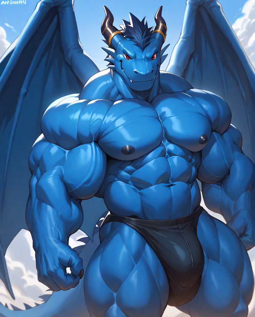 source_furry,score_9,score_8 up,score_7 up,score_6 up,male,anthro,furry,1boy,solo,blue_dragon,dragon,wings,horns,blue body,red eyes,muscles,muscular,bodybuilder,abs,pectorals,biceps,huge muscles,large muscles,hyper muscles,<lora:Blue_Dragon:0.9>,Muscles Hyper Buff,Hyper Muscles Bigger,Hyper Muscular Pumps,<lora:Realistic_Hyper_Muscles:0.8>,