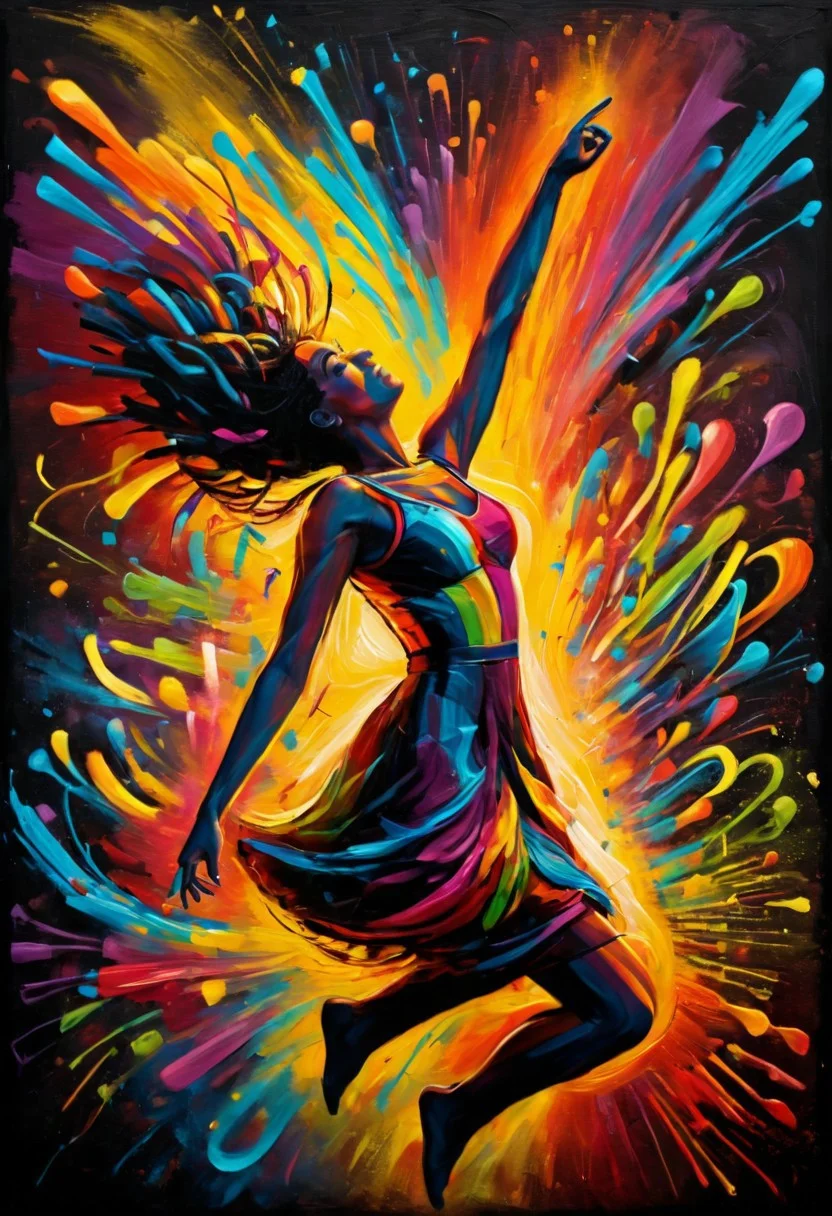 zavy-rghpnt, Letterism, "Turn up the music, let's lose control.", Hopeful, F/14, triadic colors, stunning, epic, intense, highly detailed, warm light, imposing, confident, beautiful composition, cool colors, dynamic dramatic beautiful full taking, ambient background, deep rich colors
