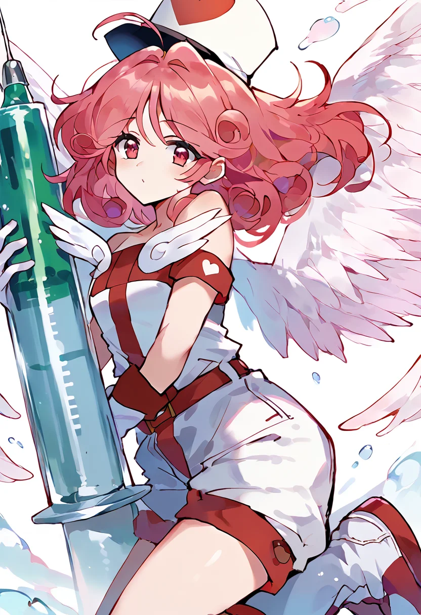 score_9,score_8_up,score_7_up,source_anime,zPDXL3,
*//*,<lora:InjectionFairyLily_v1.0:1>,lily_ygo,1girl,wings,hat,nurse cap,gloves,heart,nurse,boots,shorts,angel wings,(syringe, oversized object, holding syringe:1.1),
*//*,looking at viewer,cowboy shot,dutch angle,dynamic pose,
