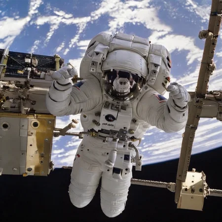 spacesuit, space, spacecraft, planet, space helmet, simple background, realistic, black background, no humans, solo <lora:space:1>
