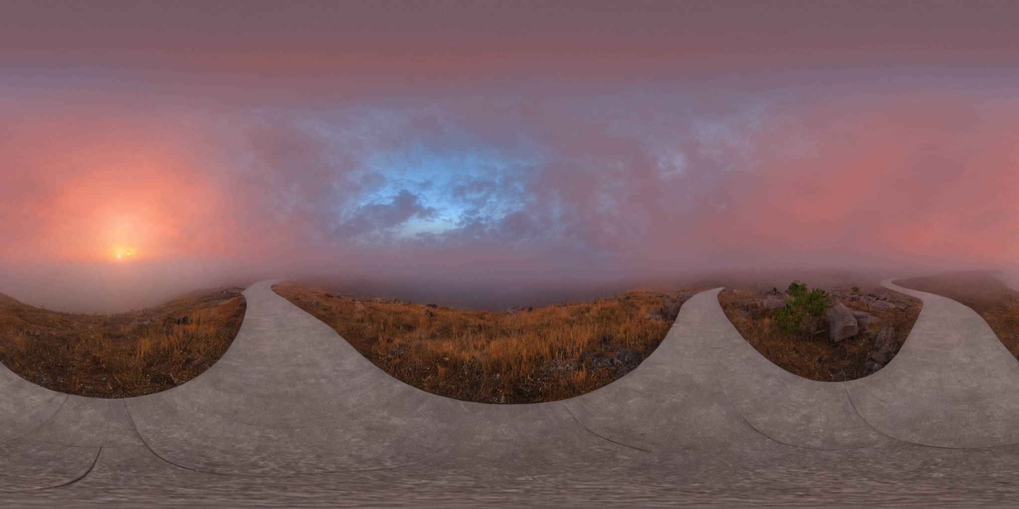360panorama,Centered Horizon,No seams,<lora:HMSGXL_epoch_9:1>,A Sun,HDR,perfect anatomy,highly detailed,colossal canyon that is shrouded in mystic fog (natural:1.4) aura wild force,sunset,mystical sky,glowing,dazzling,shine,translucent,evil aura,RedGlitter,swirling ink,zavy-chnsdrgn,SK_Fantasy,<lora:åå½±XL:1>,