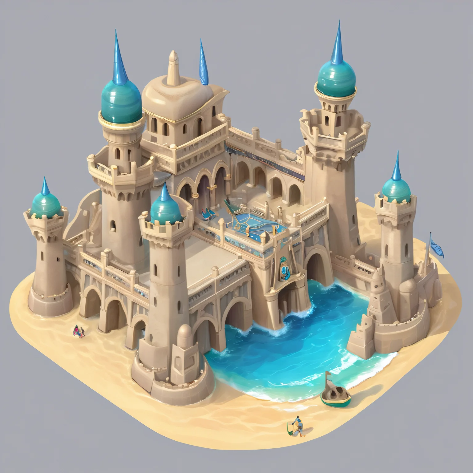 ((masterpiece, best quality)), absurdres, Isometric_Setting, highly detailed, sand castle, king neptune's water palace, <lora:Stylized_Setting_SDXL:0.8>