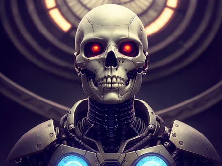 (cybernetics by emb-rrf2:1),(highly detailed:1.2),(best quality:1.2),(8k:1.2),sharp focus,(subsurface scattering:1.1),award-winning photography, (close shot:1.1),bald
(cyborg skull:1.2),bleached bone, empty eye sockets, neon glow,face centered
(very detailed background:1.2),(sci-fi horror:1.2), knollingcase,(dreamlikeart:1.2),(hyperrealistic:1.2), dramatic lighting, by Jeremy Lipking Antonio J. Manzanedo greg rutkowski alphonse mucha wlop