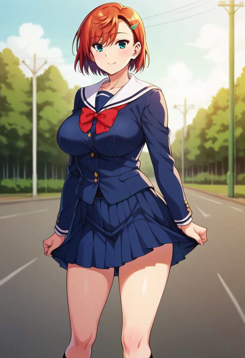 score_9, score_8_up, score_7_up, score_6_up, score_5_up, score_4_up, masterpiece, best quality, BREAK,
1girl, day, outdoors, school, <lora:Miyaszaki_Chisaki_Yuuna:1> miyazakipony, short hair, orage hair, hairclip, large breasts, school uniform,