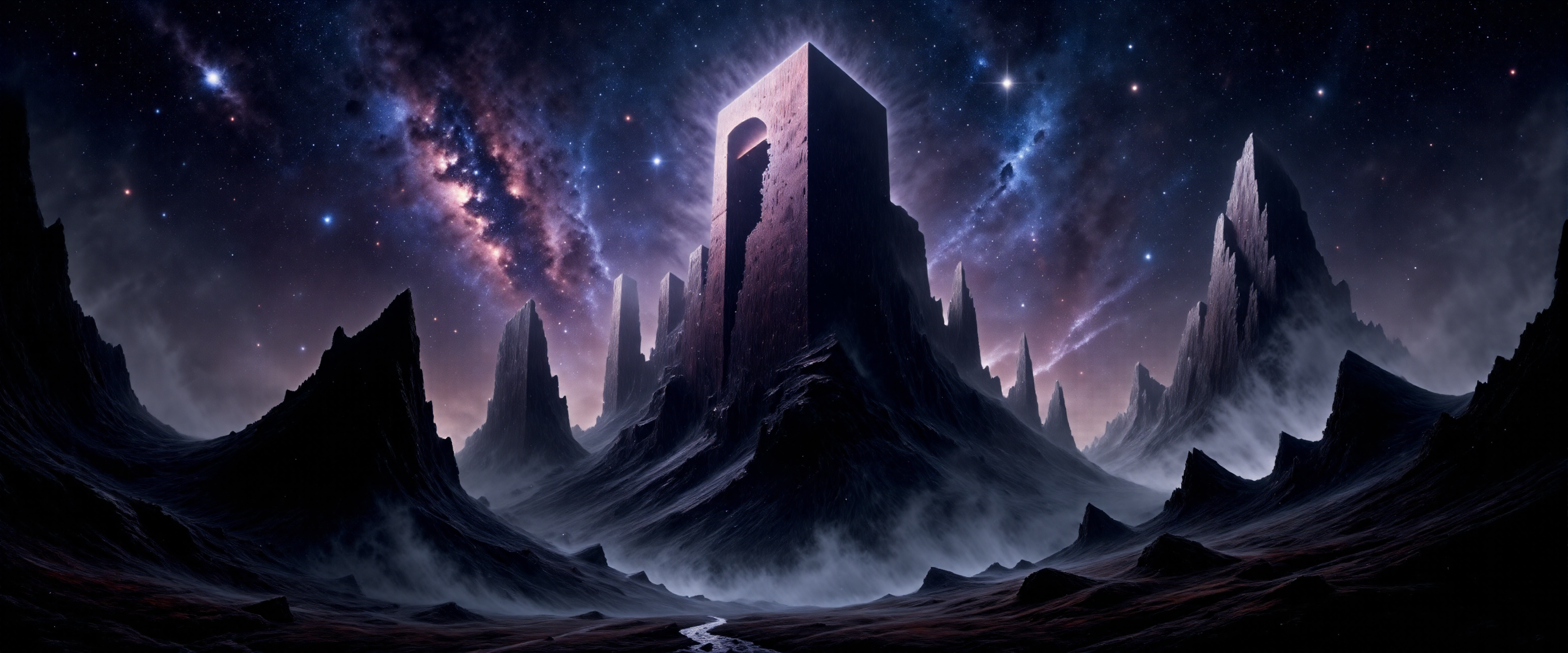 the tower of cosmic nihility,
the farseeing eye that reveals,
we may wander,
lost in its light,
the cosmic horror empowers me,
an escape from my need to believe,
i stare into the vast cold void to conquer, james webb space telescope, nebula, <lora:james_webb_space_telescope-flux-by_motimalu:0.32> <lora:style-dark_landscapes-flux-by_andreac75:0.84> <lora:style-fantastic_landscapes-flux-by_artifyai:0.8> <lora:image_enhancer-flux-by_dever:0.8>