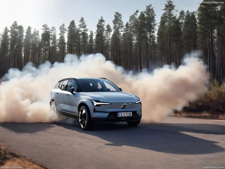 suv car,<lora:Volvo EX30-exterior:1>,
volvo EX30,game cg,drifting cars,motion blur,depth of field,detailed details,car drift,burning,smoke,pine_tree,, masterpiece, best quality,