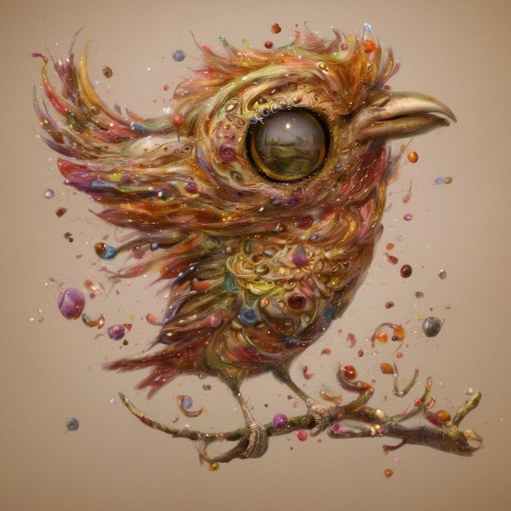 <lora:SDXL_Style_by_Naoto_Hattori_Sa_May_V4:1> Style by Naoto Hattori a multicolor bird