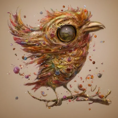 <lora:SDXL_Style_by_Naoto_Hattori_Sa_May_V4:1> Style by Naoto Hattori a multicolor bird