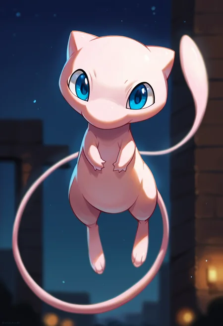 score_9, score_8_up, score_7_up, score_6_up, source_furry, solo, dof, full-length portrait, blurred background, <lora:POKEMON_MEW:1> mew, pokemon (creature), blue eyes, cinematic, dynamic angle, night time, rimlight, playful, <lora:d\EnvyZoomSliderXL01:-1>
