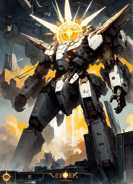 A Mech whose core reactor is the sun, <lora:[XL]Mechatest:1>
