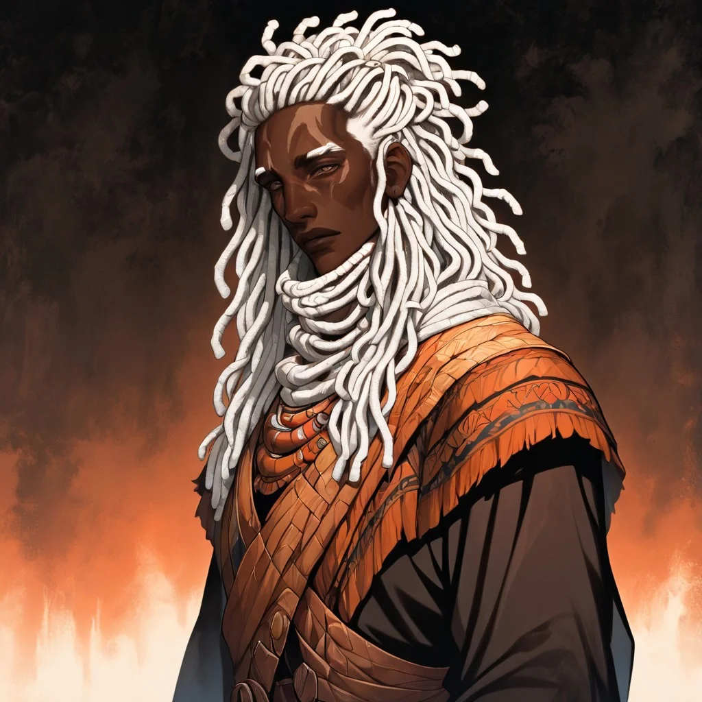 masterpiece, best quality, newest, absurdres, highres, FCOMV1.0, 1boy, dark skin, dark-skinned male, dredlocks, white dreadlocks, african, african male,