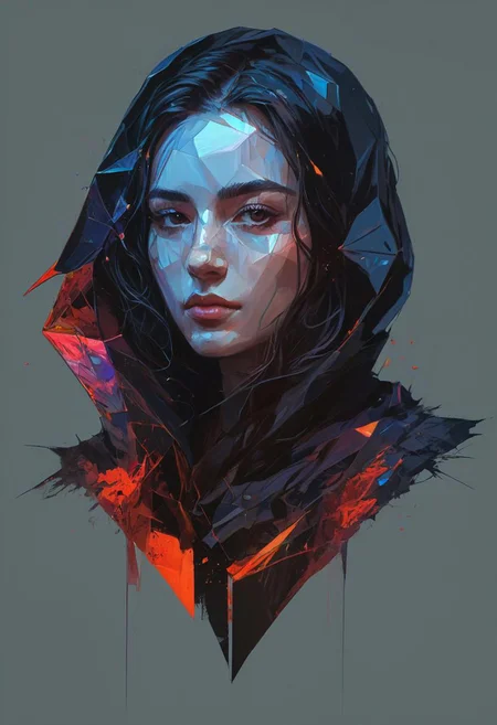 elegant haired abstract beauty, approaching perfection, dynamic, pitch black, highly detailed, dark, moody, low light, lowly lit, digital painting, artstation, concept art, smooth, sharp focus, illustration, art by Carne Griffiths and Wadim Kashin, black and red colors, good shadows, back lit, hidden, obscured, brushed eyebrows, busty, cleavage, (prisms:1.6), (prismatic:1.5), (ghostly thin veil:1.6), prismatic, reflections, cyberpunk, (black light clothes:1.6), monolith, mirrors, mirror, monolithic, obsidian, sun circle, other worldly, (different dimensions:1.7), (mysterious:1.5), (portrait:1.7), blue bra,
