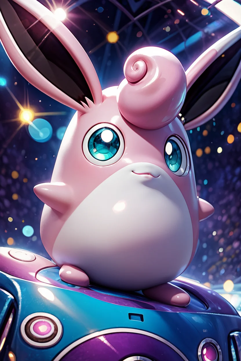 score_9, score_8_up, score_8,    BREAK, , ,,,  zzWigglytuff, pokemon (creature), no humans, ,<lora:Wigglytuff_Pokemon_PDXL:0.8>,   ,,, , BREAK,  (ultra realistic,32k, masterpiece:1.2),(high detailed skin:1.1),( high quality:1.1), head tilt, lips, closed mouth, shiny clothes, (upper body), looking at viewer, bokeh, luminescent background, ,,, embedding:zPDXL, Expressiveh, ,,, <lora:RlAnmPDXL:1.0>,