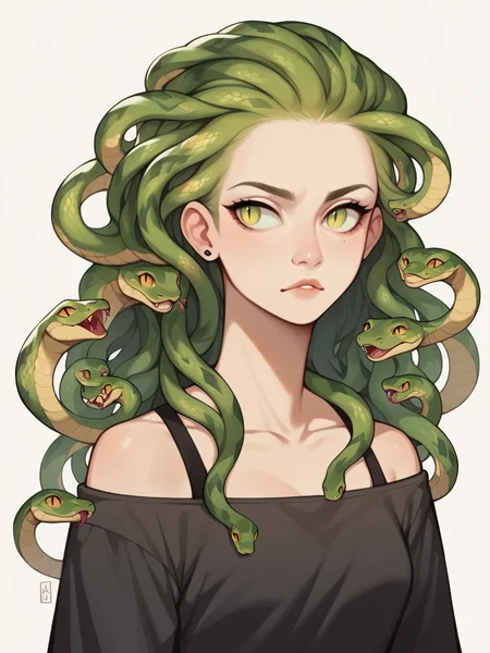 score_9, score_8_up, score_7_up, score_6_up, score_5_up, score_4_up,  <lora:sn4k3h41rXLP:0.7> 1girl, sn4k3h41r, snake hair, cowboy shot