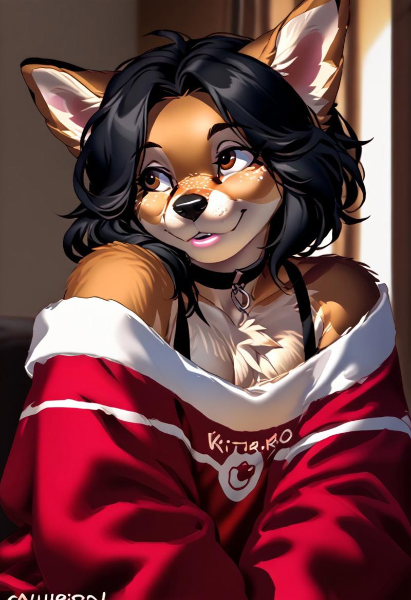 score_9, score_8_up, score_7_up, (by kittydee:1.5), (by jailbird:1.5), (by zummeng:1.5), masterpiece, best quality, 
(Furry Art: Anthro: Chihuahua:1.5), (femboy:1.5), (trap:1.5), (otokonoko:1.5), expressive eyes, feminine eyes, perfect face, feminine face, black hair, brown eyes, pixie cut hair, multicolored fur, off shoulder shirt,