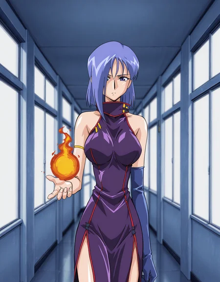 <lora:viper-gtb-000015:1> 1girl, s4k1v1p, dress, elbow gloves, fireball, holding, open hand, serious
solo, hallway, depth of field