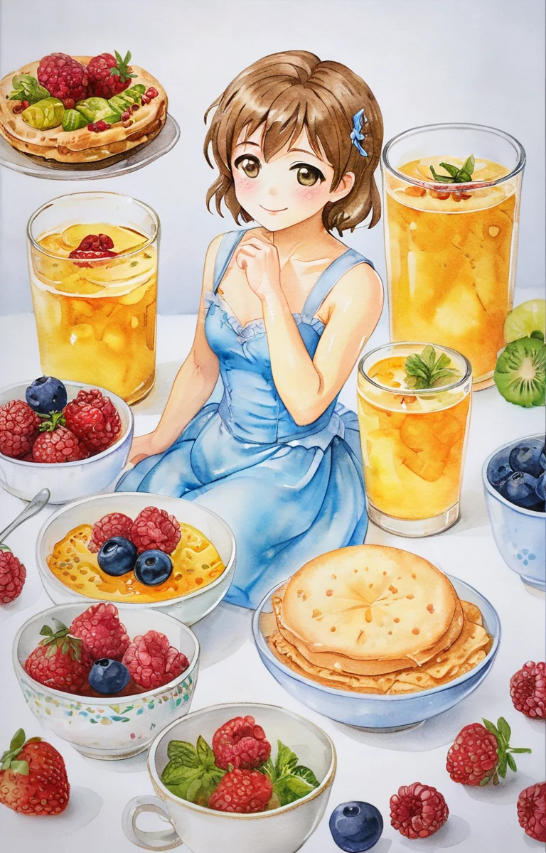 masterpiece,best quality,<lora:tbh32-sdxl:0.9>,illustration,food portrait of idolmaster cinderella girls,