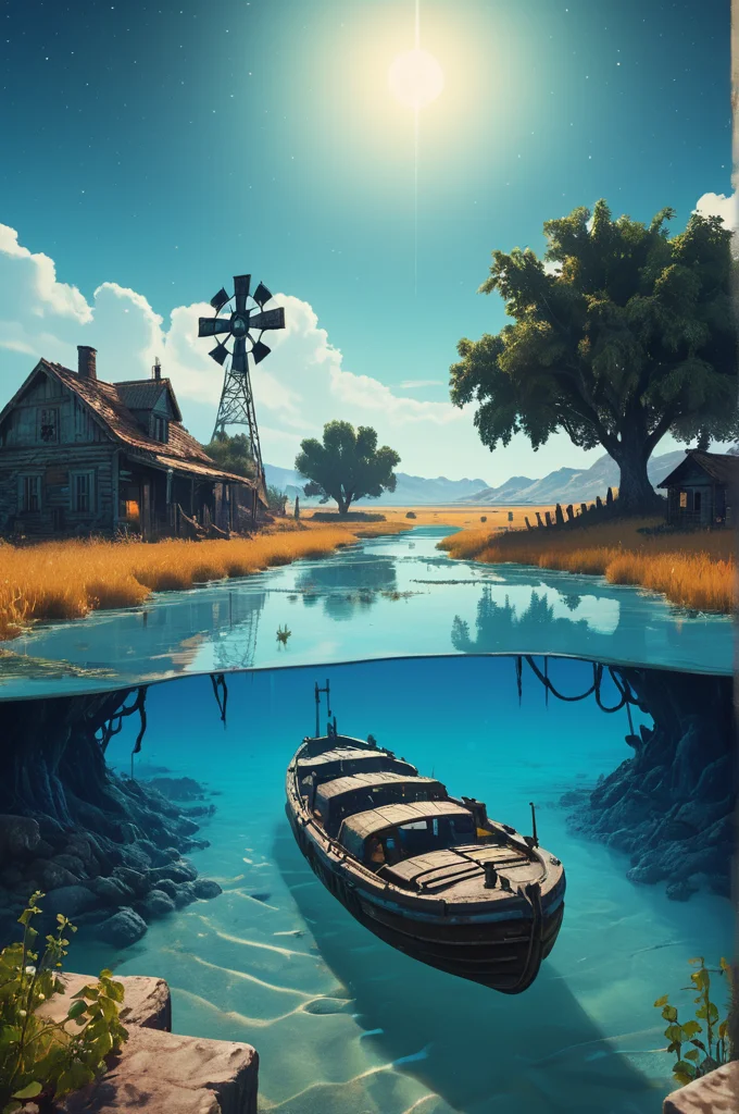 Subnautica mixed with Metro Exodus, landscape, Shimmering stars, Sapphire blue lagoons, Lush vineyard, Plains, Retro Art, Ceramics, Cross-Processing Photography, crisp, detailed, luminous, clarity, balanced, 4K-resolution, focused high-resolution, contrast, rich-colors,, rural, fearful, defiant, cool, obsequious, xenophobic, lonely, bark, extra-small, alive,