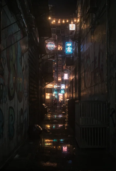 ,ruanyi0866,alley,dark,night,light,outdoors,neon lights,1girl,solo,against wall,<lora:0866 night road_v1_pony:1>, score_9,score_8_up,score_7_up,,8k,1girl,solo,,