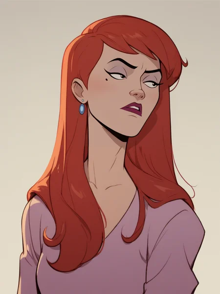 score_9, score_8_up, score_7_up, score_6_up, score_5_up, <lora:VentureBrosXLP:1> venture bros, solo, 1girl, red hair, long hair,