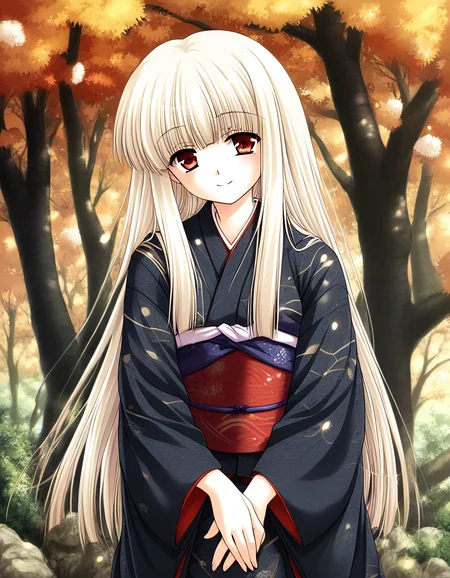 score_9, score_8_up, score_7_up, source_anime, rating_explicit, BREAK   <lora:Rindou_Ver2.0_XL:1> Rindou, solo, red eyes, long hair, white hair, blonde hair, albino,
 japanese clothes,  black kimono, outdoors, sash, obi, day,  long sleeves, nature, tree, brown eyes, ãhand between legs
spring,
light_smile,
looking at viewer, 
cowboy_Shot,