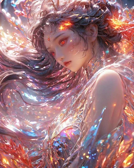 (super clear picture quality:1.8),masterpiece,best quality,
ultra-realistic mix fantasy,flood dragon,a mythical creature capable of invoking storms and floods,in the style of dark azure and light azure,mixes realistic and fantastical elements,vibrant manga,uhd image,glassy translucence,vibrant illustrations,ultra realistic,jewelly,shawls,light In eyes,red eyes,firefly,bokeh,mysterious,fantasy,cloud,abstract,colorful background,night sky,flame,very detailed,high resolution,sharp,sharp image,4k,8k,masterpiece,best quality,magic effect,(high contrast:1.4),dream art,diamond,mysterious colorful background,dark blue themes,real,<lora:xl-holographic-å¨æ¯V20:0.6>,holographic,an oriental dragon,inhuman,holographic metal,machine,<lora:ä¸äº«å¤æ¨¡_v3.0:1>,<lora:ä¸äº«ç¹æ_XL_LORA_v3.0:0.5>,<lora:ä¸äº«å¤æ¨¡_v3.0:0.35>,the perfect hand,perfect face,