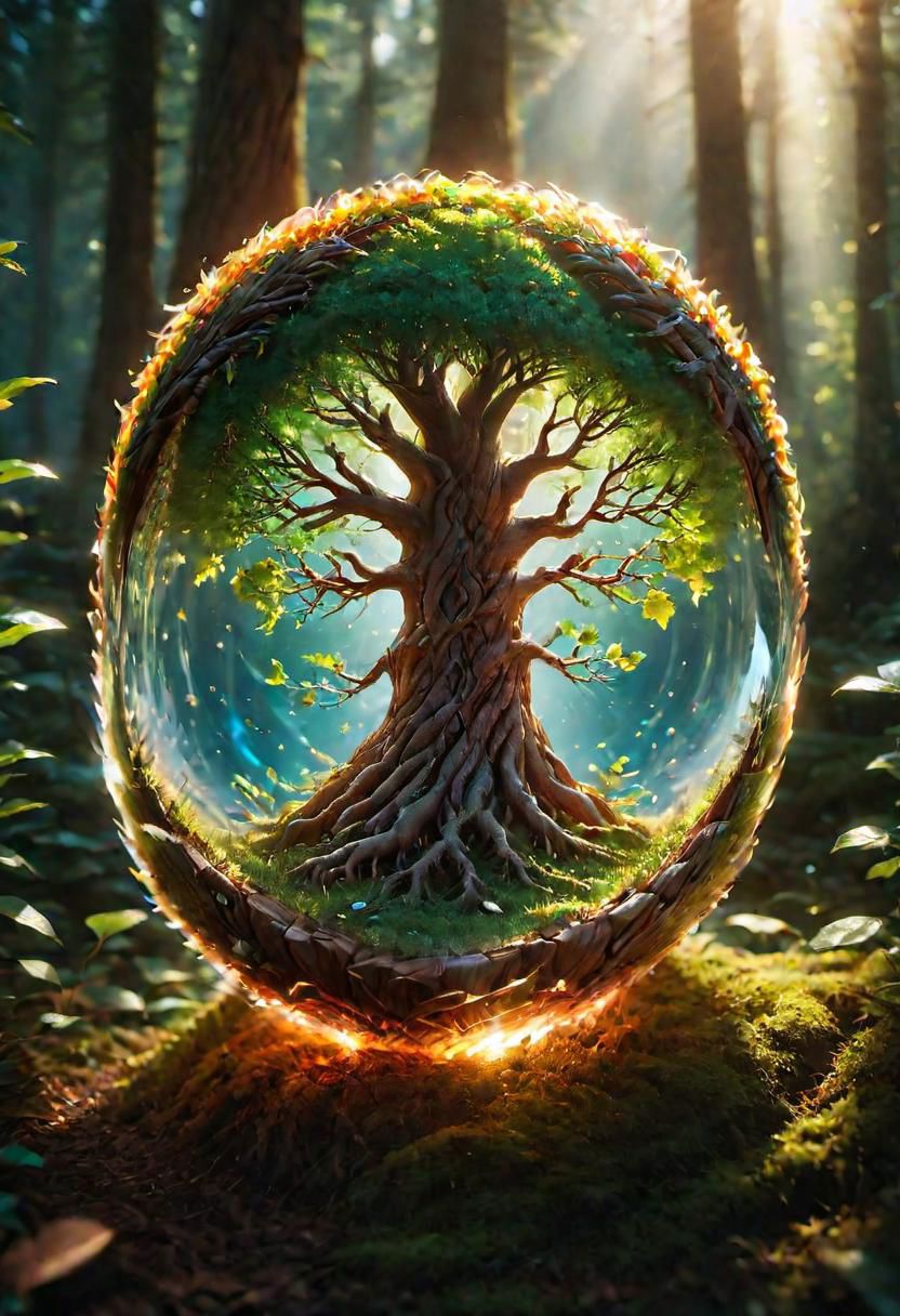 onoff, a photo of a (beautiful:1.2) Yggdrasil, colorful, glowing, ultra detailed, well defined bark and leaves masterpiece <lora:onoff4:1>