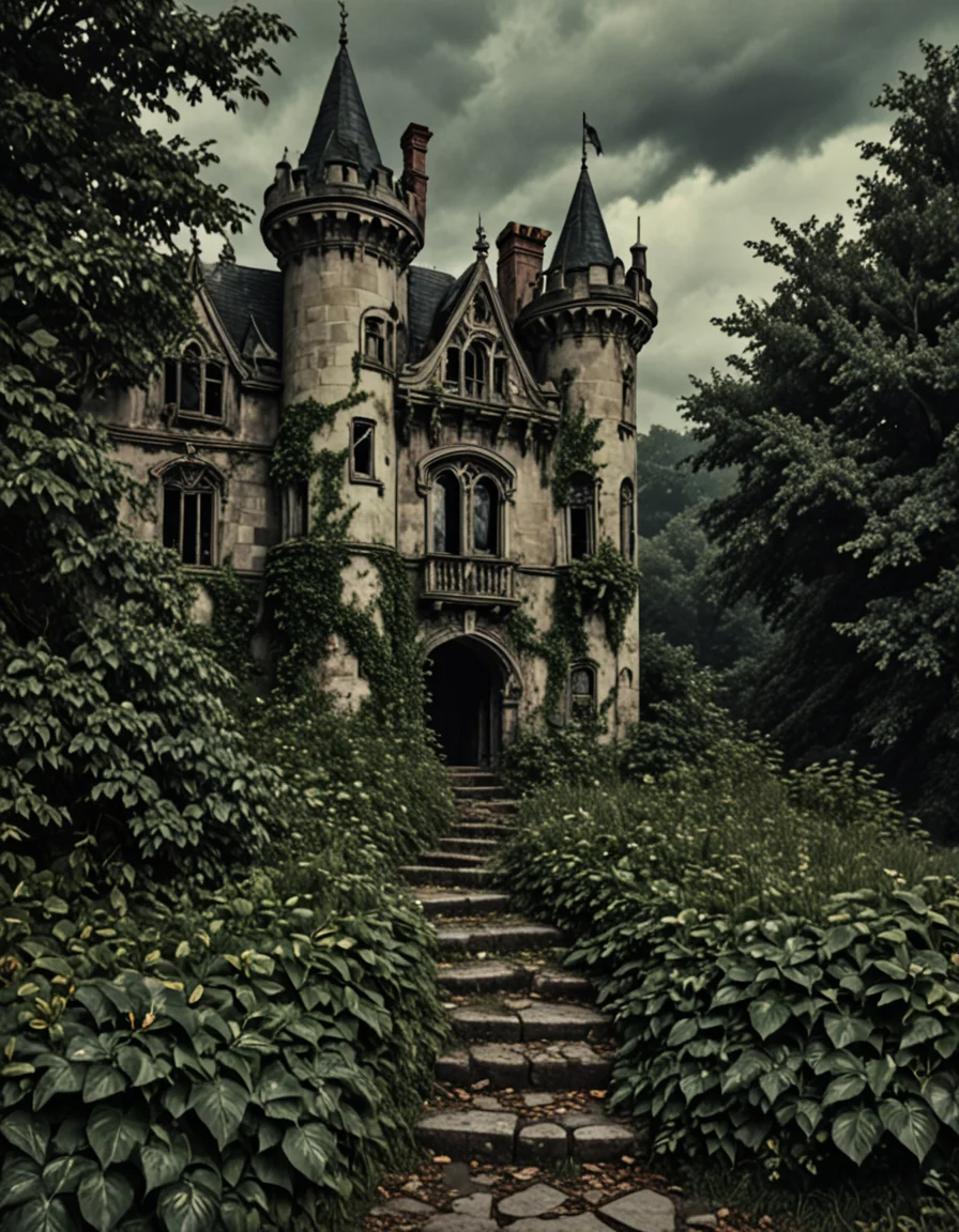 novuschroma78 style overgrown abandoned castle where nature has begun to reclaim the stone  <lora:novuschroma78 style:1>, <lora:sdxl_lightning_8step_lora:1>