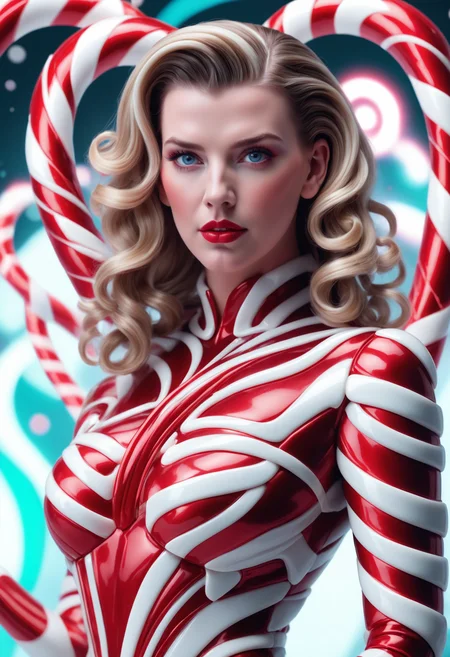 designed by Ilya Kuvshinov, Vector Art, majestic, zoomed out of a (Betty Gilpin:1.3) , Betty Gilpin is Mythical, feeling envious, wearing Platinum dragon-style Luna outfit, Bending forward, her hair is Retrofuturistic and styled as Balayage, Aggravated Patches, at Visual Apartment, Bokeh, Vivid, Wonder, panorama, Dark hue, <lora:CandyCaneStyle:1>, Jed-Cndcne, fine artistic composition, cute, beautiful, ambient atmosphere, dynamic background