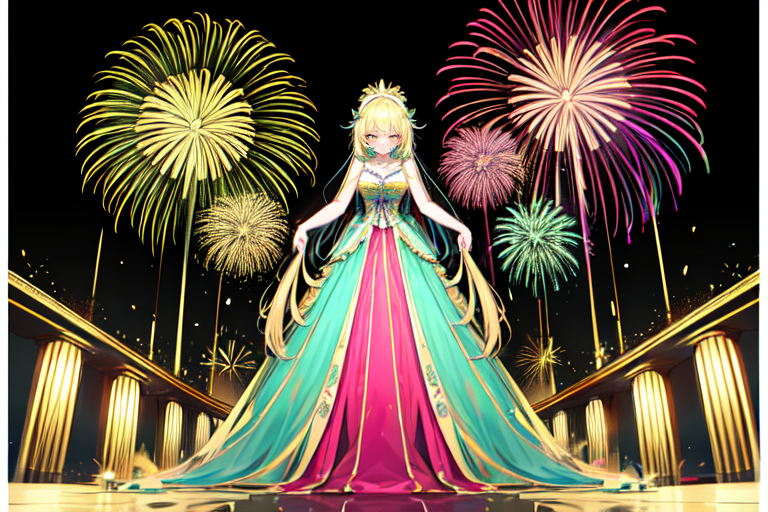 highly insanely detailed, masterpiece, top quality, best quality, highres, 4k, 8k, RAW photo, (very aesthetic, beautiful and aesthetic),  
Ancient Roman Interior Design,RomInt, 
<lora:RomanInterior-10:0>, 
(1girl:1.3), 
1other, 
, 
, 
, 
fireworks,Fireworks_display,Pyrotechnics_show,colorful_explosion,vibrant_show,neon green background,neon yellow background,neon pink background,(colour sequence background:1.4), 
,âââ