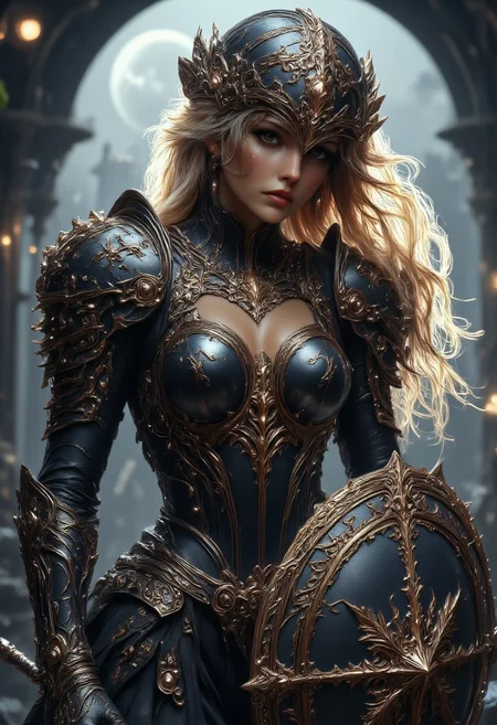 Contrast Colors, Hyperrealistic, Cinematographic Photography, Detailed, Best Quality,
majestic female sexy warrior. fine detailed sexy armor. erotic tight armor. complicated design. shiny black steel. Accents of gold. Filigree. Helmet.
perfection style, vivid colors, colorful, aidmaMJ6.1, By Phandigrams, flux_dk, standing, fight, swort, Sword and shield