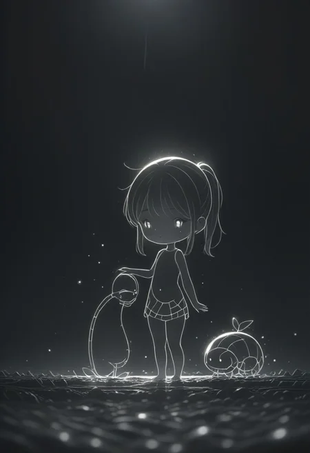masterpiece, best quality, LIGHT ART PICTURE BOOK, black theme