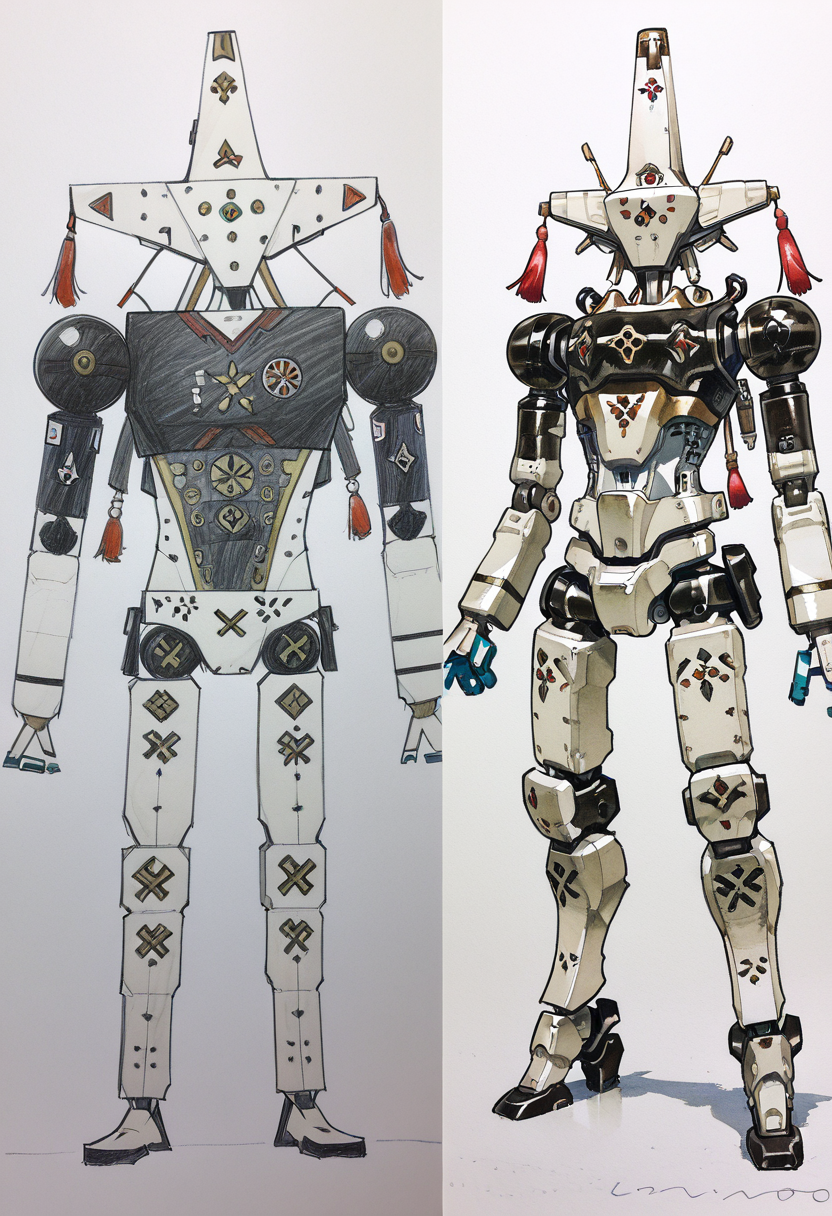 masterpiece, best quality,   white background, standing, signature, no humans, robot, mecha, science fiction   ,<lora:Pr0VsN00b:1.0>,