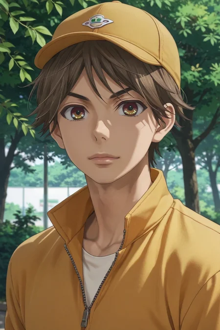 score_9, score_8_up, score_7_up, source_anime, rating_safe, , semi-realistic, looking at viewer, , 1boy, solo, male focus, <lora:hayato_shinomiya_pony:0.98>, hayato_shinomiya, brown hair, brown eyes, short hair, , , trucker hat, <lora:sdxl_lightning_8step_lora:1>