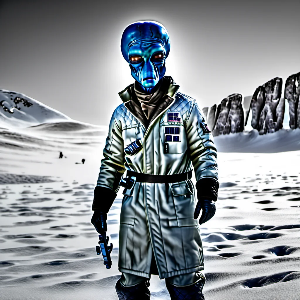 professional 3d model a male duros alien in a white parka in the snow on Hoth <lora:duros_alpha2-000006:1> . octane render, highly detailed, volumetric, dramatic lighting