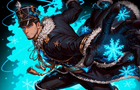 <lora:pose_PepePunchMeme_illusXLNoobAI_Incrs_v1:1> IncrsPunchMeme, incoming attack
<lora:face_Edwin__Alchemist_Code-000004:.7>, tagatameedwin, 1boy, black hair, dark blue eyes, short hair, solo, male focus, manly, bara, mature male, muscle body, shako hat, fur trim, snowflakes pin, coat, aiguillette, shirt, sash, gloves, glowing pattern, tassel, pants, boots,
cowboy shot, 
(very short hair, beard, bara, mature, facial hair, stubble, beard, full beard, sideburn, beard, a lot of beard, ), facial hair,male focus, muscular male, muscular male, bara, mature,  bara, mature, aixiwuganda_(20222192), very awa, masterpiece, best quality, absurdres, newest, perfect quality, detailed background, intricate details,
<lora:slider_Body Type_alpha1.0_rank4_noxattn_last:3><lora:Anime Summer Days 2 Style SDXL_LoRA_Pony Diffusion V6 XL:.6><lora:slider_cfg_scale_boost:.7><lora:Artist6p:.55>, Artist6p, Artist04p,<lora:slider_il_brightness_slider_d1:-1><lora:slider_il_contrast_slider_d1:-1><lora:slider_DarkSlider1.2_alpha1.0_rank16_full_300steps:-.6><lora:slider_contract_controller_illus01_v1:.5>,