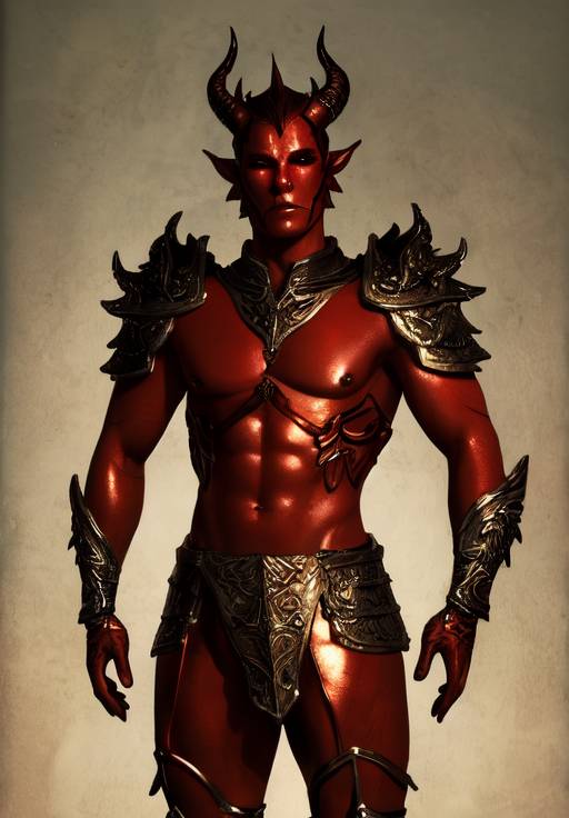 <lora:Dremora:0.8>, a male creature, Dremora, solo, colored skin, red skin, upper body, horns, copper skin, diamond body, petite breasts, (masterpiece, best quality, absurdres, detailed, ultra-detailed:1.3), (trending on CGSociety, trending on pixiv, contest winner:1.3)