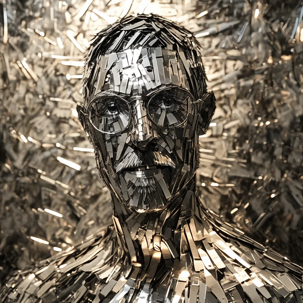 franglamex professional photo human in an expressive pose made of metal, high details and very detailed, cinematic, professional light<lora:franglamex:1>