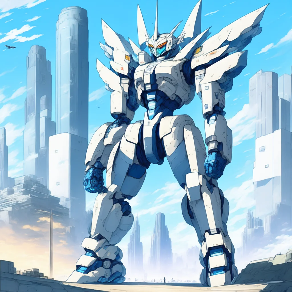anime Mobile Suit gundam, Mecha standing in an Advanced Cityscape (GundamCityscape style:1) <lora:djzGundamCityscape:0.8)