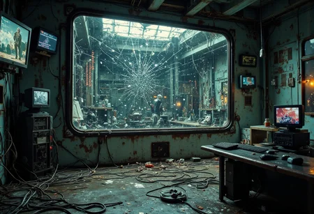 A dimly lit SCP containment chamber, its cold metal walls enclosing a cracked mirror in a black frame. The fractures pulse subtly, shifting in unnatural patterns, as if alive. Monitors, measurement devices, and system units flicker with glitching data, linked by tangled thick cables sprawled across the metallic floor. Some screens display distorted landscapes and cryptic symbols, others spike erratically, detecting something unknown.
The mirror’s surface is deep and infinite, reflecting glimpses of fractured realities—shadowy figures moving in voids, warped structures, impossible geometry. Occasionally, glitch-like distortions ripple through the air, momentarily warping reflections into incomprehensible visions. Some unknown presence lurks beyond the glass, watching but never fully seen.
A dim, unnatural glow pulses as monitors flicker with redacted SCP logs and indecipherable code. The deeper one stares into the mirror, the more realities twist and converge, forming a labyrinth of alternate existences. Faint, unintelligible whispers echo, repeating fragments of lost messages from beyond.
A VHS-horror, glitch-art, and SCP Foundation aesthetic, with grainy textures, chromatic aberrations, and digital artifacts, as if captured from classified SCP surveillance footage,(ne0nfant4sy, In the style of ff-td,80s vintage pulp sci-fi magazine cover,USCIFI)