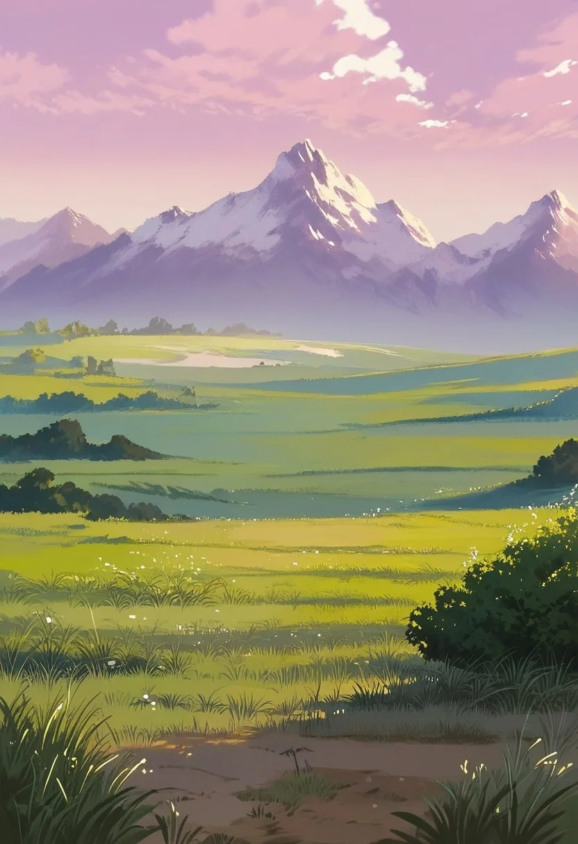 ZPDXL3, score_9, score_8_up, score_7_up, masterpiece:1.2), (4k, high quality, best quality:1.2), highly detailed, (realistic comic style:1.2), background, (landscape shot), long shot, zoomed out shot, abandoned, a sprawling expanse of rocky land, patches of bare dirt, clear skies, wildlands, Grain windmill off far away, field of wheat, fluffy clouds, wagon far away, multicolored sunset, herd of bisons,( bisons:1.7)