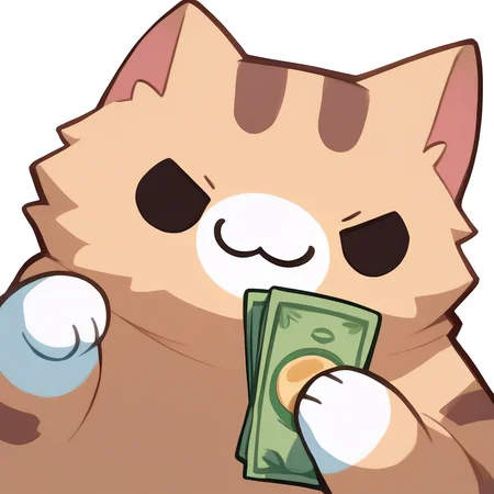 score_9, score_8_up, score_7_up, source_anime, simple background, white background, animal focus, solo, nekoemoji, cat, smug, holding money, solid circle eyes <lora:discord_nekonekonekone_ponyXL:1>